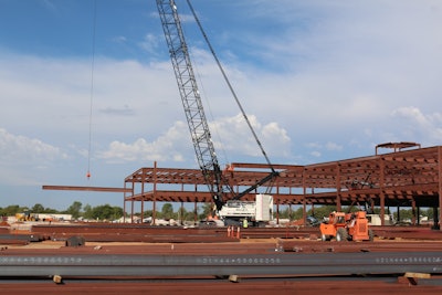 “We planned to lift 50 pieces a day, and we started lifting three days behind schedule,” said Ben McGregor, Vice President of Basden Steel’s Oklahoma division. “Three weeks into the lifting phase, we were 164 pieces, or three days, ahead of schedule by using the HC 285 crane. We finished hanging our last piece of steel about one week ahead of schedule.”