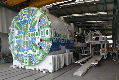 The 'Lady Bird' tunnel boring machine was used to construct the 23,600-ft. Blue Plains Tunnel, which measured 23 ft. in diameter.