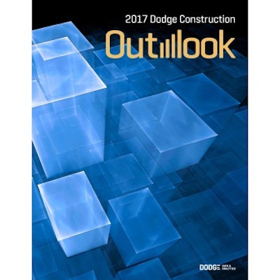 The 2017 Dodge Construction Outlook report predicts that total U.S. construction starts for 2017 will advance 5% to $713 billion, following gains of 11% in 2015 and an estimated 1% in 2016.