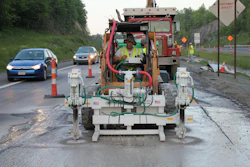 The highly maneuverable combination of a host vehicle and drill attachment increases productivity in horizontal drilling applications. For example, a drill may be mounted to the boom of an excavator or backhoe, while the air compressor is mounted to the counterweight or bucket.
