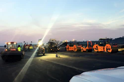 One two-inch-thick layer of HMA surface mix combined with HMA leveling of variable thicknesses was placed on this project, with a total of 55,110 tons of asphalt placed.