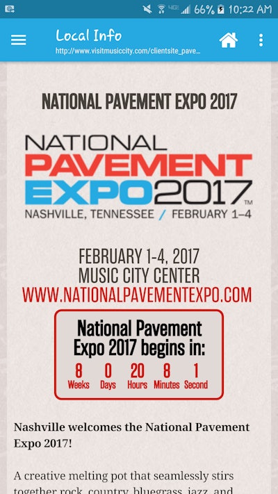 Stay updated on all that's happening during your visit to Nashville with the local info page, accessible from the NPE App.