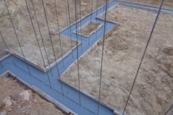 Figure 1: Footing for private residence with vertical wall reinforcement wet set in footing.