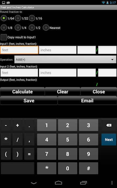 The Android Handyman Calculator app helps calculate materials, track time spent, manage to-do lists and saves calculations to notepad.