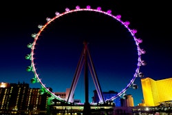 For the best views above the Las Vegas Strip, buy a ticket for a nighttime ride on the High Roller observation wheel.