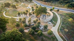 Sundeck of San Antonio, San Antonio, Texas won the WOW! Award, best overall project, for Mission Concepcion Park, also in San Antonio. The surface needed to be durable enough to hold up under significant bike and foot traffic. The acid stain was applied first, followed by months of using a needle scaler to remove the surface of the concrete. The beautiful transformation to stained and exposed concrete pavement presents a wonderful contrast between liquid nature and solid infrastructure.