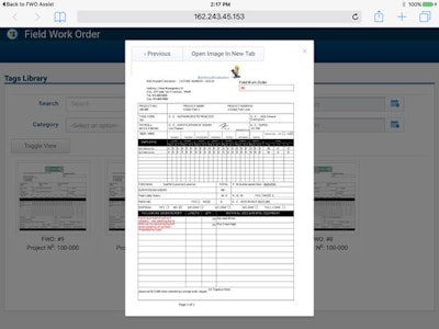 Export Field Work Order detailed information at any step in the process.