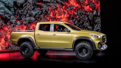 The Mercedes-Benz X-Class pickup truck, seen here in concept at last October's reveal, is expected to go on sale in Europe, Australia, Latin America, and South Africa beginning later in 2017.