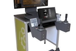 Vortex Advantage simulator runs tower crane, mobile crane, overhead crane, boom truck, wheel loader, backhoe loader, and excavator operator training modules.