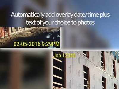 Photos taken with jobPix are overlaid with a date and time stamp and optional text of your choosing.