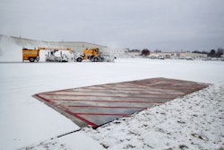 Iowa State engineers don't need a plow to clear snow from the heated test slabs they installed at the Des Moines International Airport.