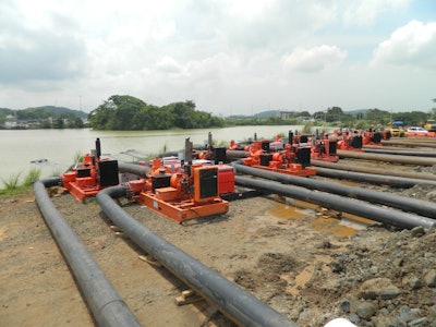 15 Godwin CD400M Dri-Prime pumps work to provide 1.7 billion gallons of water to test Panama Canal’s new set of locks.
