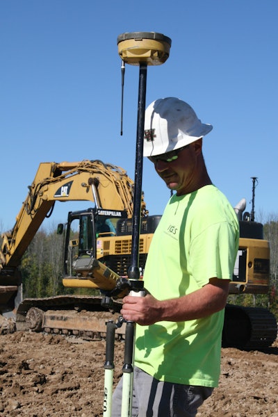 If crews need to check an elevation, the operator can do so from the cab or by using a Topcon FC-500 data collector working off the HiPer II receiver.