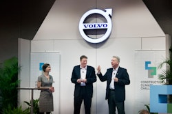 From left: Margaret Cederoth, sustainability manager at the California High-Speed Rail Authority; Dr. Bryan Staley, president and CEO of the Environmental Research and Education Foundation; and Dave Ross, vice president of advanced engineering at Volvo Construction Equipment.