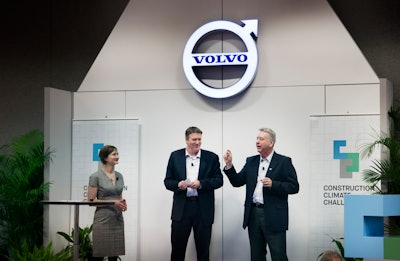 From left: Margaret Cederoth, sustainability manager at the California High-Speed Rail Authority; Dr. Bryan Staley, president and CEO of the Environmental Research and Education Foundation; and Dave Ross, vice president of advanced engineering at Volvo Construction Equipment.