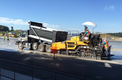 Paver Assist for the I-Shift on Volvo VHD model dump trucks helps eliminate bumps and disturbances in the pavement laying process that traditionally occur while shifting from “neutral” to “drive.”