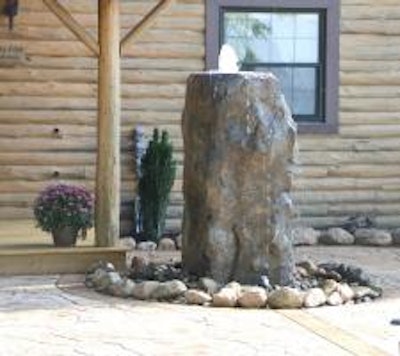 The new Schafrath patio includes a unique water feature.
