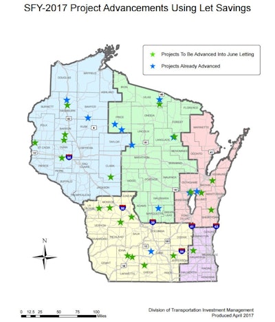 WisDOT will fund 21 additional projects around the state thanks to let savings over the course of the state fiscal year projected to top $38 million.