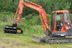 The Brontosaurus land product line includes a fixed-tooth mower, mulching head for mini excavators, forestry mulching attachment and excavator mounted stump grinder attachment.