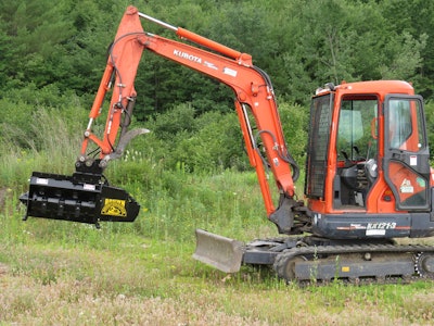 The Brontosaurus land product line includes a fixed-tooth mower, mulching head for mini excavators, forestry mulching attachment and excavator mounted stump grinder attachment.