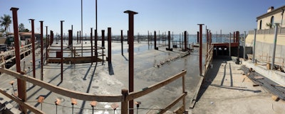 Garage access ramp and main level structural supports for Aerie project.