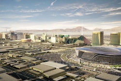 Rendering of the proposed new Las Vegas Raiders NFL stadium in Las Vegas.