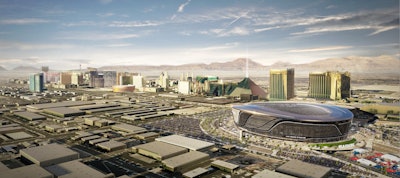 Rendering of the proposed new Las Vegas Raiders NFL stadium in Las Vegas.