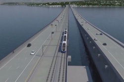 Rendering of the light rail bridge to be built over the I-90 floating bridge in Seattle.