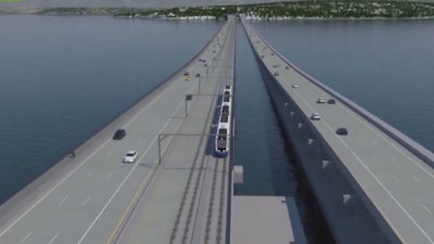 Rendering of the light rail bridge to be built over the I-90 floating bridge in Seattle.