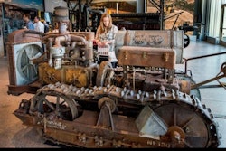 On display is a 1919 Best 25 Tracklayer on display at the Caterpillar Visitors Center. It was originally marketed to do the work of 12 horses. This machine was found in 2014 by a hiker in an abandoned California mine. The unit had to be airlifted out, piece by piece, with a helicopter.