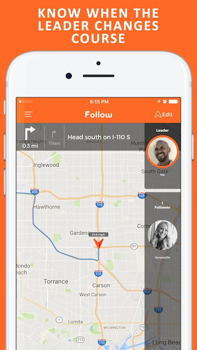 Follow is an app that creates a navigation system where point B is someone else's phone (the leader).