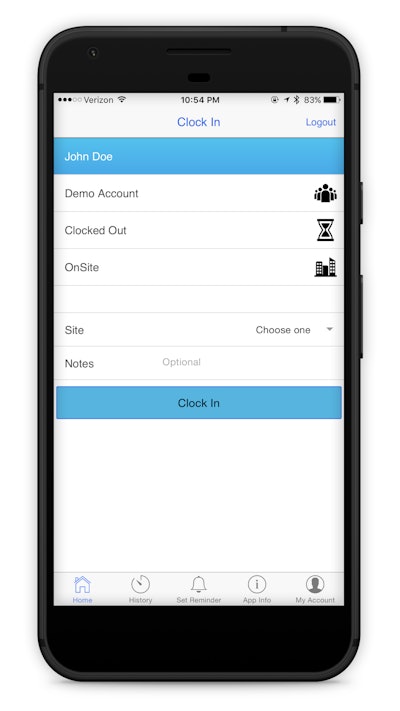 With Timeero, employees clock in and out and their GPS location and time is recorded.
