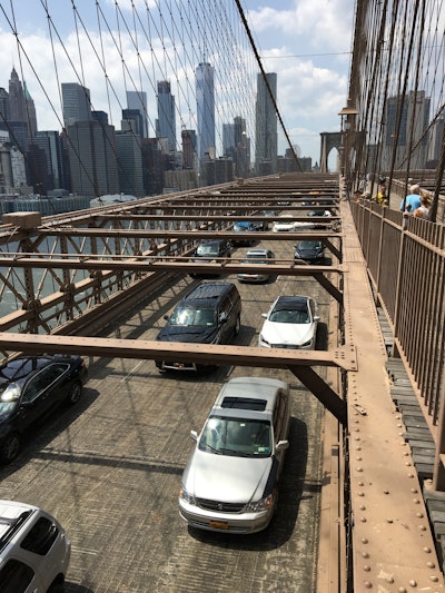 A preservation project on the Brooklyn Bridge took the concrete bridge deck down to rebar prior to micro-surfacing.