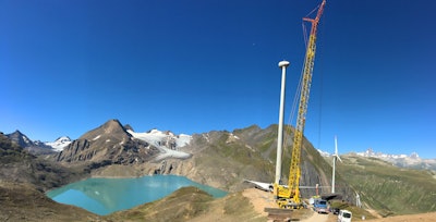 On behalf of German company Enercon GmbH, Switzerland-based Welti-Furrer Pneukran & Spezialtransporte AG erected three E-92 wind turbines at the Gries Pass, which has an altitude of roughly 8,202 ft.