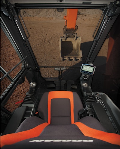 Many adjustments can be made through Doosan’s in-cab monitors. In addition to optimizing flows and pressures for each attachment, you can program the engine speed range for the machine with that attachment.