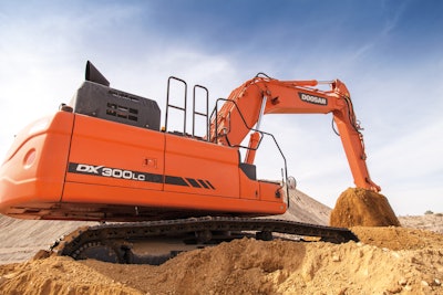 Stealth Construction used DX300LC-5 excavators like the one shown to tackle heavy lifting at the Dulles International Airport.