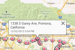 Vehicle trails let users choose a date and time range to display a map view of a vehicle’s reported locations during that time.
