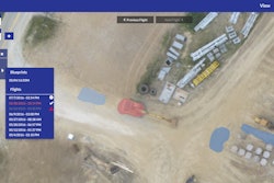 Week 2 - Change detection technology is activated. Red highlights additions and blue highlights subtractions.