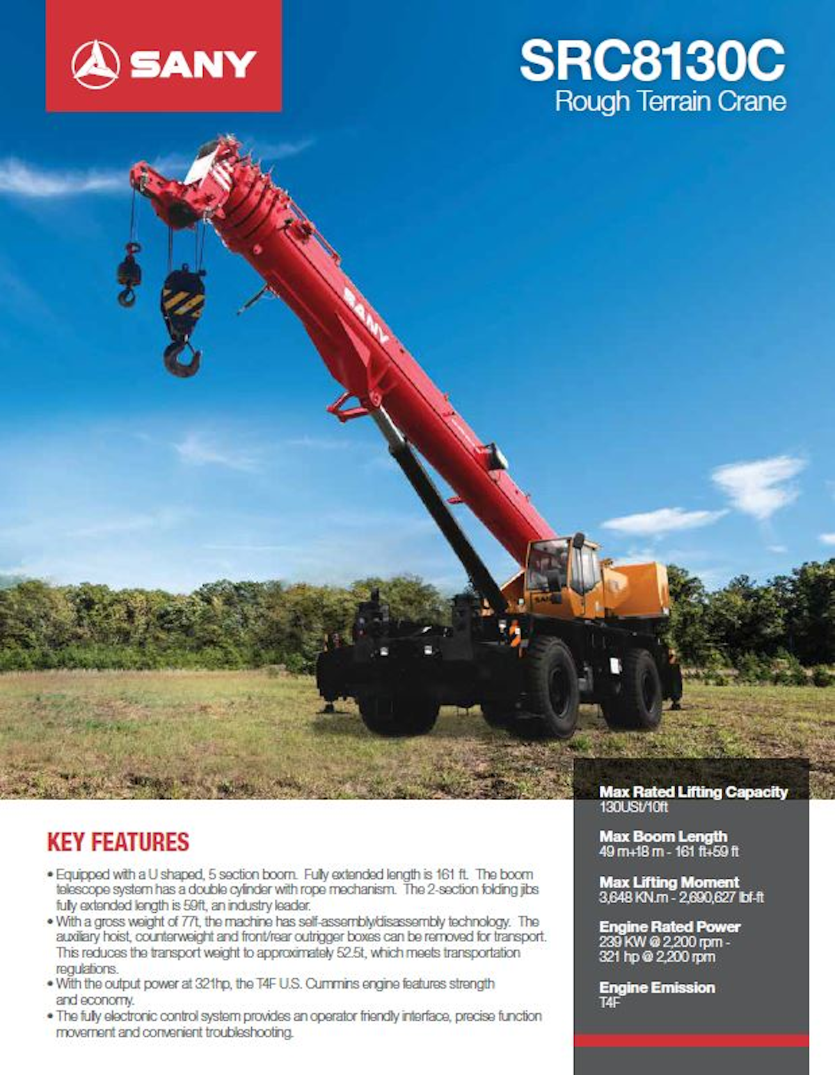 Brochure: SANY SRC8130 Rough-terrain Crane | For Construction Pros