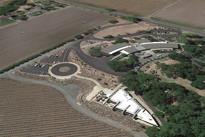 This Google Earth view shows Stag's Leap winery after construction of the new visitor's center.