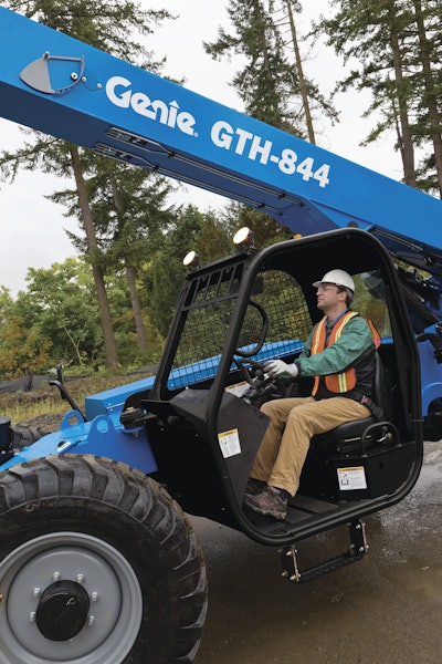 Who the customer is determines just how much new technology a manufacturer includes in the cab. For example, those targeted for rental applications, such as the unit shown, tend to have a more generic feature set.