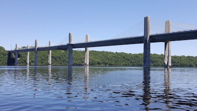 St. Croix Crossing looking east from Minnesota to the Wisconsin bluffs.