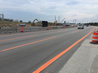 WisDOT used orange markings throughout each workzone, but Brian DuPont says another option is using the orange only at the beginning and end of the workzones indicating the lane shifts, in which case orange tape might be a preferred material.