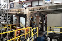 Graduate engineering students at the University of Nevada, Reno inspect damage to a 100-ton, 70-ft.-long concrete bridge that was shaken in a live simulation to test new materials, connections and construction techniques with the goal of creating safer structures and quicker rebuilding times following earthquakes.