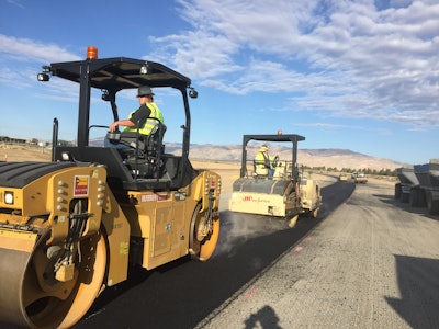 Throughout the job Granite and The Transtec Group monitored rolling patterns, made sure crews weren’t throwing rock onto the mat, checked that roller operators weren’t stopping rollers on the mat, and that operators rolled off the mat when they could instead of stopping on the mat.