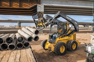 Lift and carry applications tend to favor wheeled machines due to a more balanced weight distribution when carrying loads.