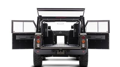 Pass-through door can accommodate up to 24 2x4s.