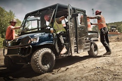 Caterpillar signed a manufacturing and supply agreement with Textron Specialized Vehicles, which makes this diesel-powered Cushman Hauler 4x4 Crew utility vehicle.