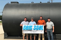 New GemSeal distributor in west Tennessee is family-owned Jackson Asphalt Sealcoat Supply. Owners (from left) are Sam, Danny, and Cody Jackson along with GemSeal sales manager, Greg Johnson.