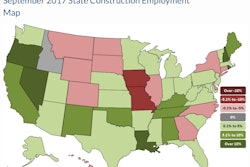 Oregon, Rhode Island, Nevada, Louisiana and New Hampshire added the highest percentage of construction jobs over the last year. Iowa, Missouri, Georgia and Illinois lost the highest percentage.